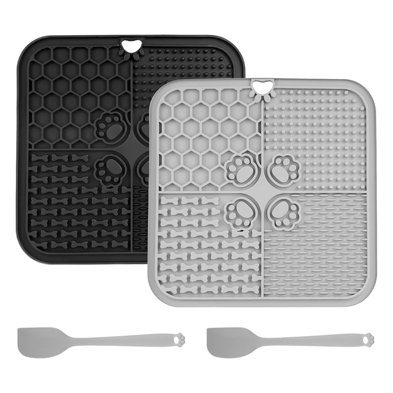 2-Pack Dog Lick Mats with Suction Cups – 20x20cm Silicone Slow Feeder for Cats & Dogs, Ideal for Butter, Yogurt, and Treats
