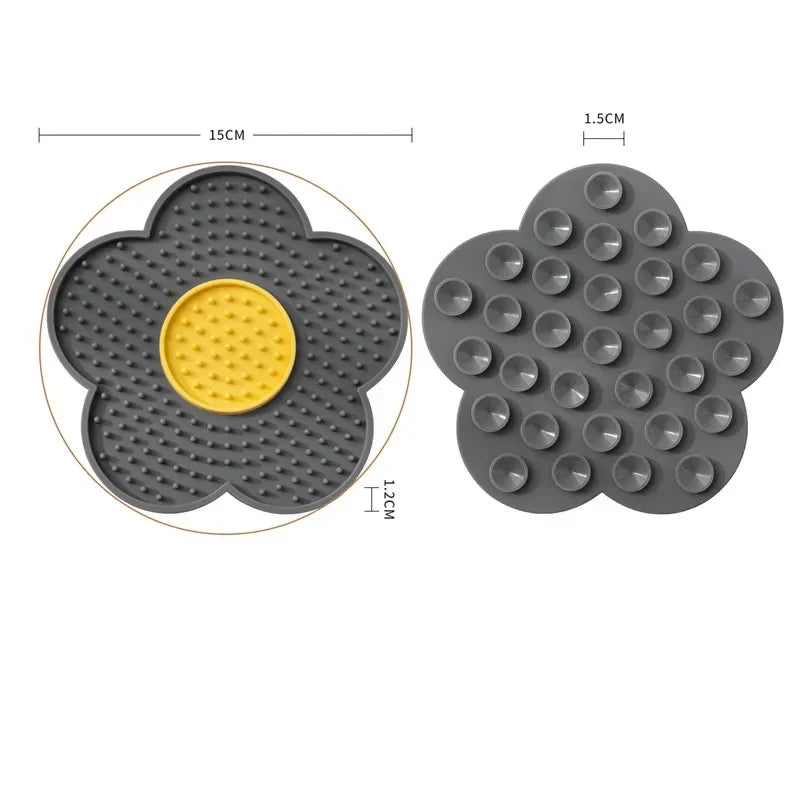 Sunflower Pet Lick Mat – Dual-Color Silicone Slow Feeder for Dogs & Cats, Non-Slip & Easy to Clean