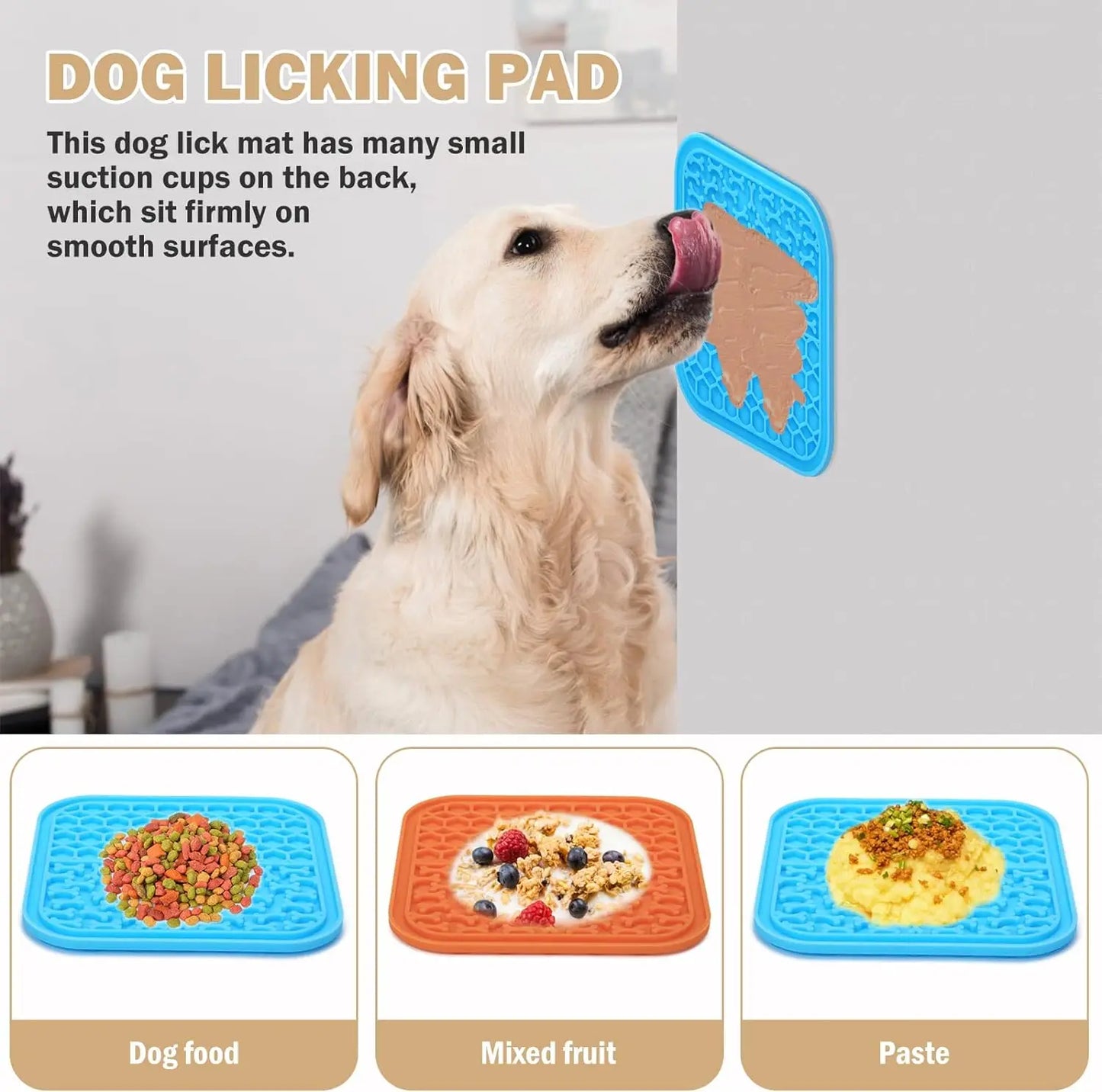 Licking Mat Slow Feeder for Dogs and Cats, Premium Lick Pad with Suction Cups for Dog Anxiety Relief Dog Bowls Treats Training