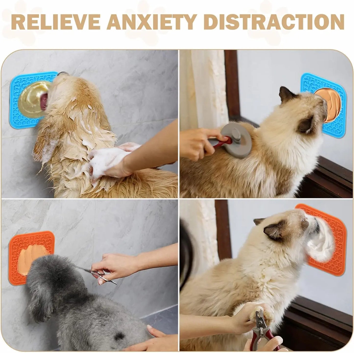 Licking Mat Slow Feeder for Dogs and Cats, Premium Lick Pad with Suction Cups for Dog Anxiety Relief Dog Bowls Treats Training