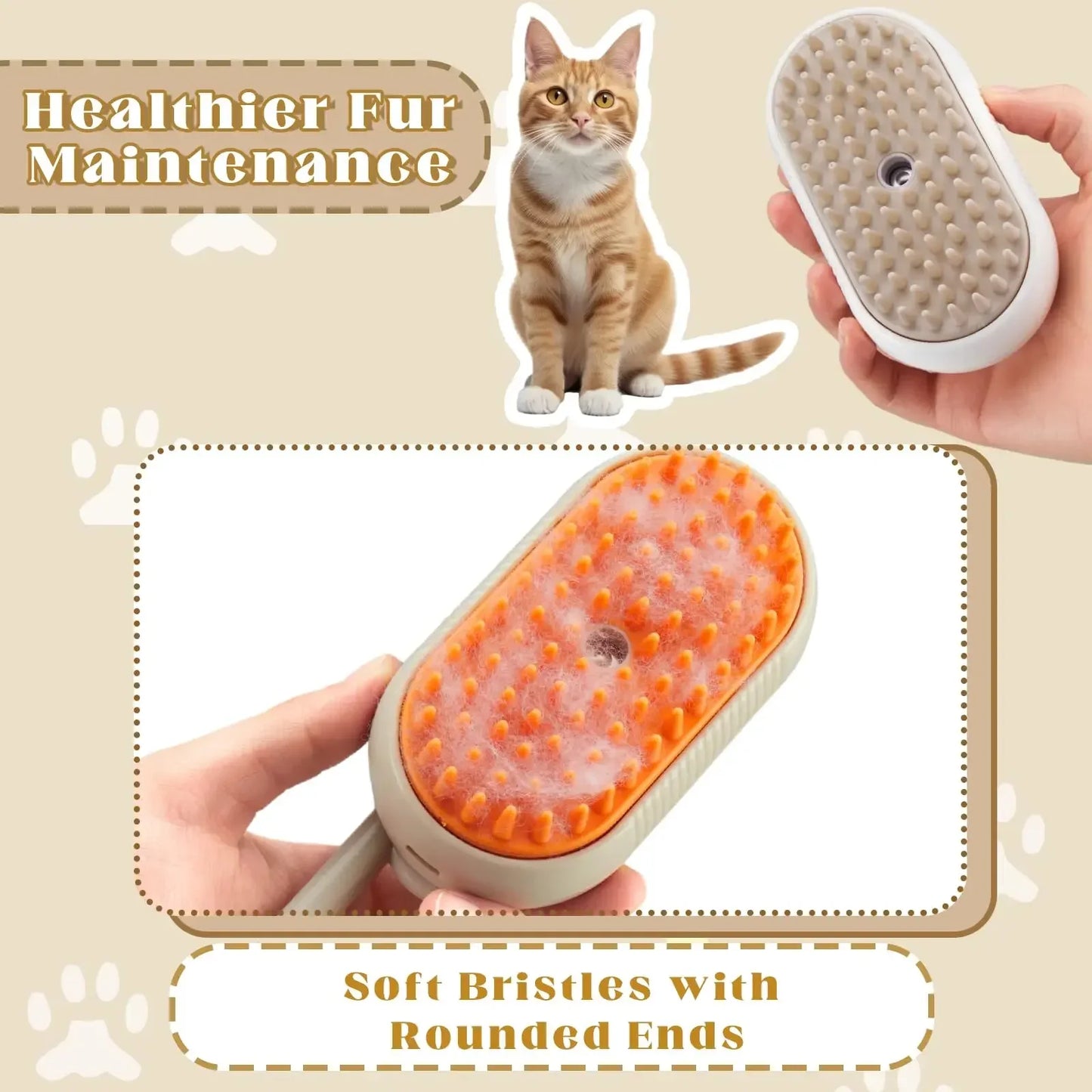 PawLuxe™ 3-in-1 Steam Grooming Brush