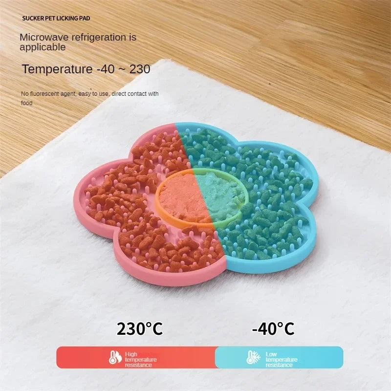 Sunflower Pet Lick Mat – Dual-Color Silicone Slow Feeder for Dogs & Cats, Non-Slip & Easy to Clean