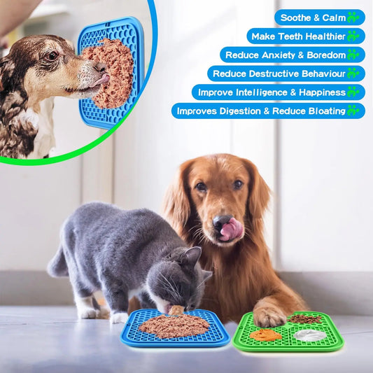 Licking Mat Slow Feeder for Dogs and Cats, Premium Lick Pad with Suction Cups for Dog Anxiety Relief Dog Bowls Treats Training
