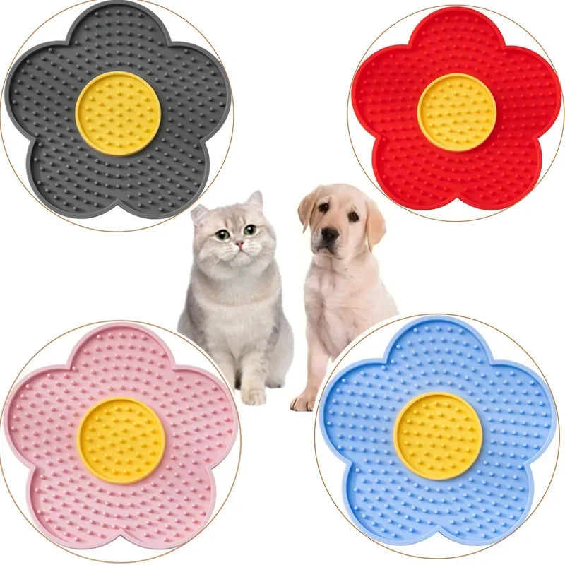 Sunflower Pet Lick Mat – Dual-Color Silicone Slow Feeder for Dogs & Cats, Non-Slip & Easy to Clean