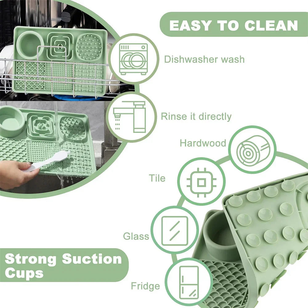 Silicone Lick Mat for Dogs – Suction Cup Slow Feeder for Anxiety Relief, Butter, Yogurt & Treats