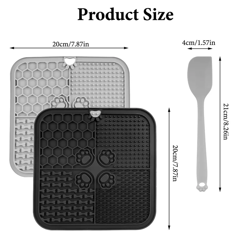 2-Pack Dog Lick Mats with Suction Cups – 20x20cm Silicone Slow Feeder for Cats & Dogs, Ideal for Butter, Yogurt, and Treats