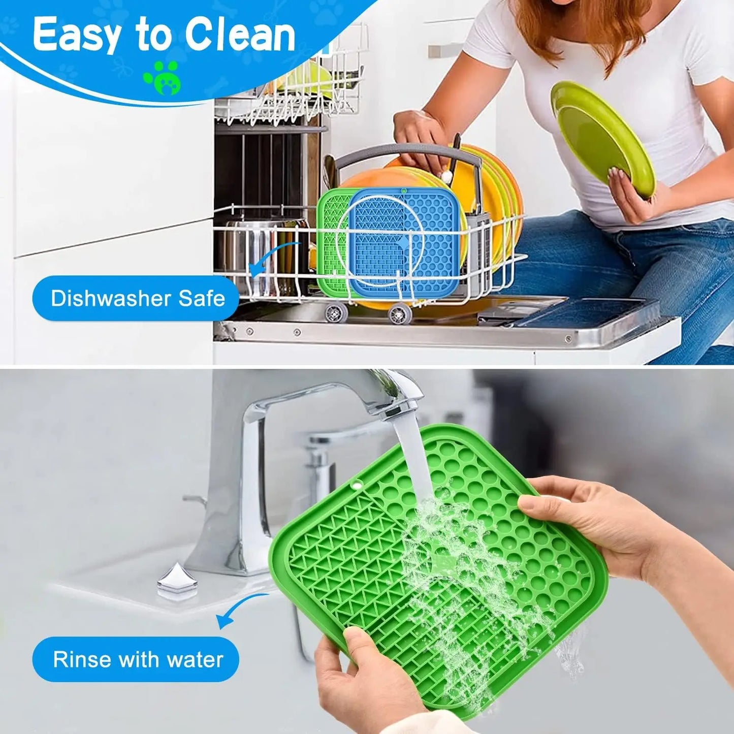Licking Mat Slow Feeder for Dogs and Cats, Premium Lick Pad with Suction Cups for Dog Anxiety Relief Dog Bowls Treats Training